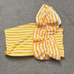 Yellow and White Striped ruffle crop top